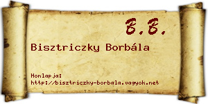 Bisztriczky Borbála névjegykártya