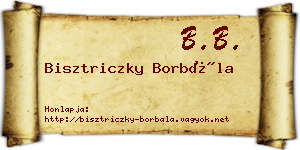 Bisztriczky Borbála névjegykártya